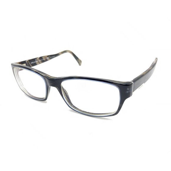 Prada VPR 06O EAR-1O1 Blue Brown Rectangle Eyeglasses Frames 53-17 145 Italy - Picture 8 of 12